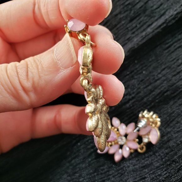 Pink Stone Petal Chandelier Earrings - Picture 6 of 6